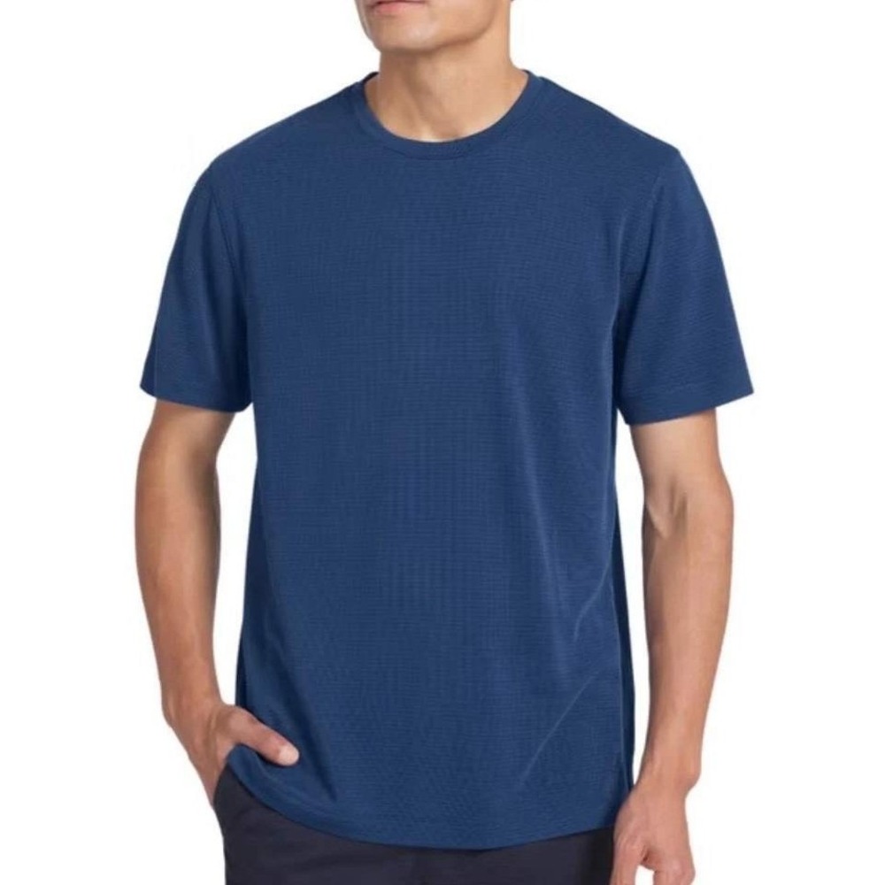 2-Pack Geoffrey Beene Men's L Beige Blue Crew Neck Tops Polyester Spandex